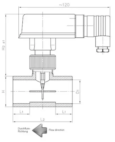 DP01 Paddle Flow Switch for Low-Viscosity Liquids, 2.1-83 L/min, 25 bar, IP65 | PKP