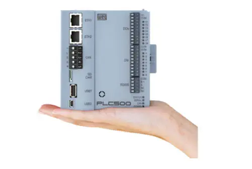 WEG PLC500 Compact PLC with Dual-Core 1GHz CPU, M4 Coprocessor and CODESYS IEC 61131-3