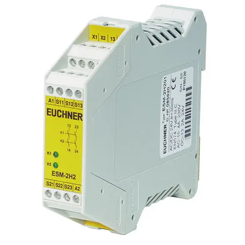 EUCHNER ESM-2H201 Two-Hand Control Safety Relay, Type IIIC, Cat.4/PL e, 2NO, 24V