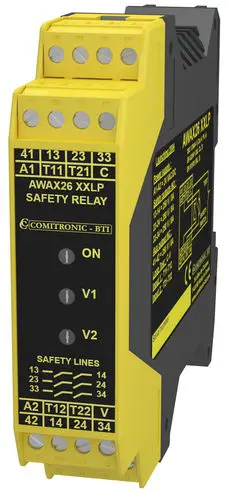 COMITRONIC AWAX26XXL Emergency Stop Safety Relay with 2 µs DLC Detection and PL e / SIL 3