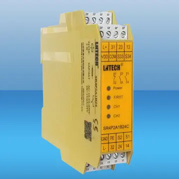Laien SR4P2A1B24C Emergency Stop Safety Relay for Light Curtains, PL e, SIL 3, 2NO 1NC