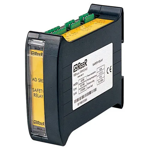 REER ADSR0 Emergency Stop Safety Interface for Light Curtains, PL e / Cat. 4 / SIL 3, 2 NO + 1 NC