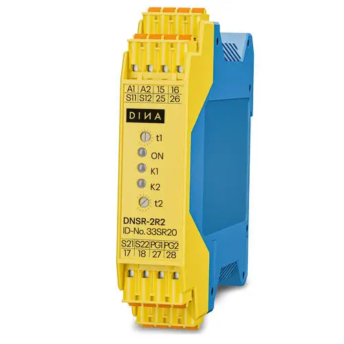 DINA Elektronik SAFEONE DNSR-2R2 Emergency Stop and Time Delay Safety Relay, PL d / Cat. 3