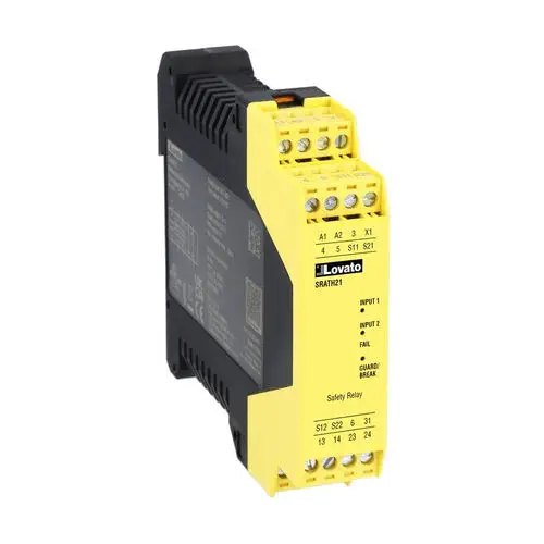 LOVATO Electric SR Series Two-Hand Control Safety Relay, PLe / Cat. 4 / SIL 3, 2NO+1PNP, 24VDC