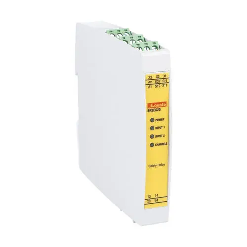 LOVATO Electric SR Series Two-Hand Control Safety Relay, PLe / Cat. 4 / SIL 3, 2NO+1PNP, 24VDC