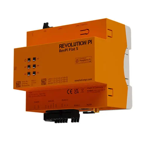 KUNBUS RevPi Flat S DIN Rail PLC, Based on Raspberry Pi CM4S, 4×Ethernet, 2×RS485