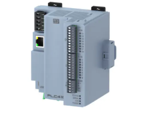 WEG PLC410 DIN Rail PLC with CODESYS, Up to 208 I/O, Modbus/CANopen/EtherCAT