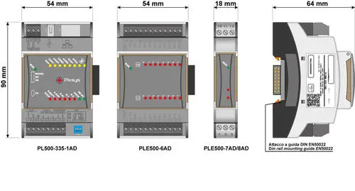 Pixsys PL700 Modular PLC, CODESYS V3.5, ARM Cortex A8 1GHz, 4GB Flash/512MB RAM, DIN Rail