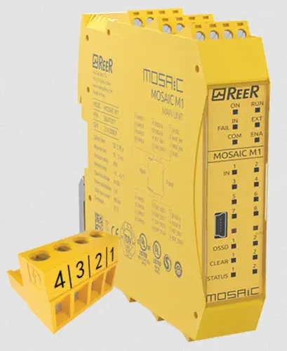 Configurable Safety Controller, PL e / SIL 3, up to 128 Inputs, 14 Expansion Modules | REER MOSAIC M1