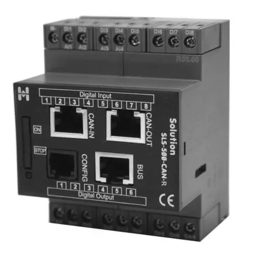 PLC Base Module, CAN Bus, 8DI/6RO, RS485 Expansion, DIN Rail | HIQUEL SLS-500-CAN-R
