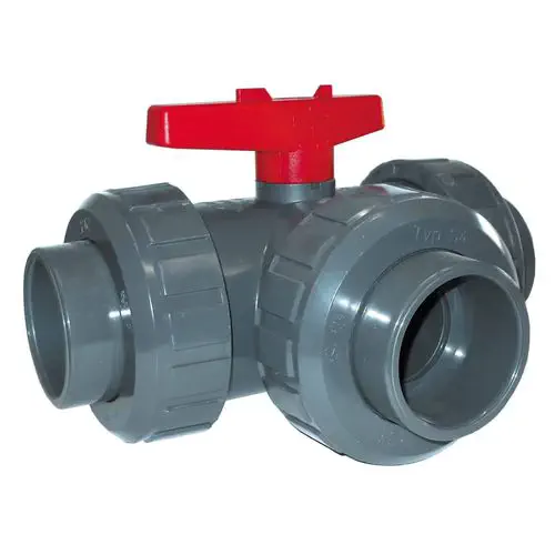 Effast BT PVC-U 3-Way Ball Valve for Water and Chemical Distribution