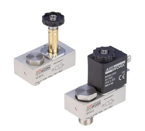 A&amp;T Fluid Solutions VF Series Cylinder-Mount Solenoid Valve, Direct-Acting 3/2 NC