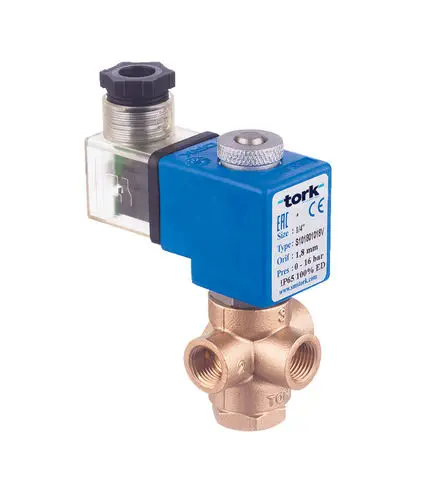 SMS-TORK S1018 Series 3/2-Way Normally Closed Solenoid Valve with Brass Body