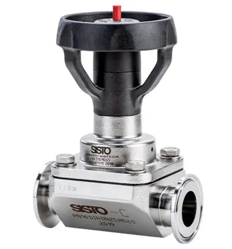 SISTO Armaturen C 2/2 Aseptic Stainless Steel Diaphragm Valve with Chambered Seal