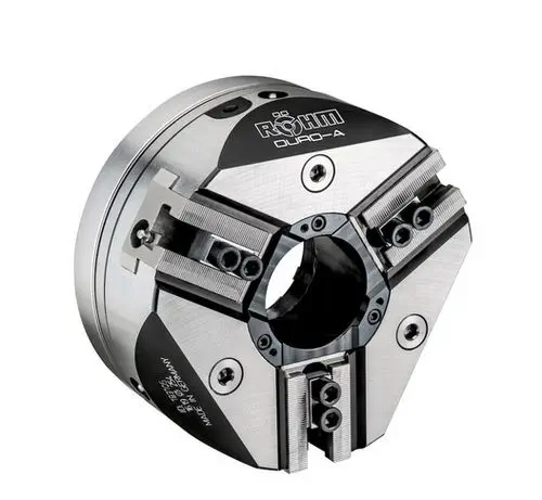 RÖHM DURO-A 3-Jaw Wedge-Hook Power Chuck with Through-Hole for CNC Lathes