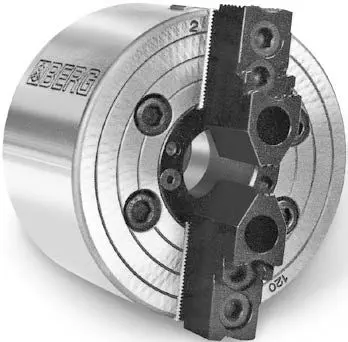 Berg KH2 2-Jaw Wedge-Bar Power Chuck with Through-Hole for High-Speed Turning