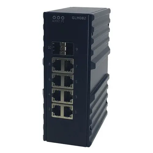 10-Port PROFINET Managed Gigabit Switch, 8× RJ45 + 2× SFP | Emerson IC086GLM082