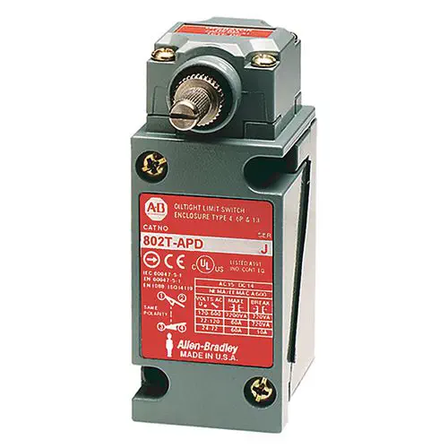 IP67 Oiltight Limit Switch with Direct Opening Safety Action | Allen-Bradley 802T Series