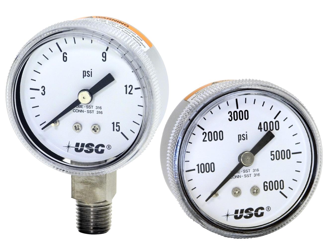 Corrosion Resistant Pressure Gauge - 1.5/2in | US Gauge P1521/P1522