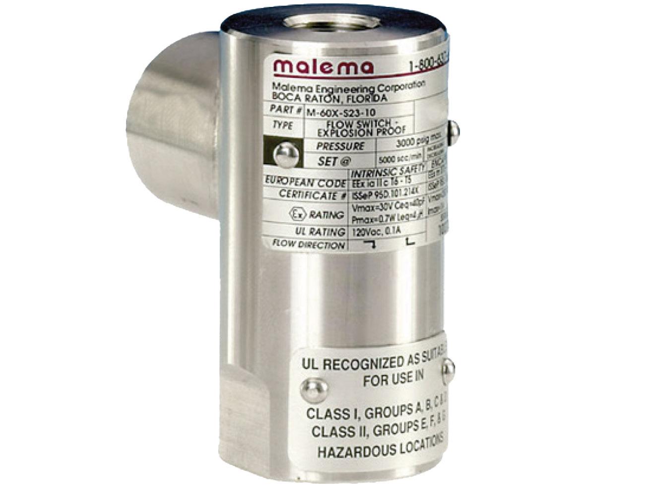Explosion Proof Flow Switch - 750-1600 ml/min, SPDT | Malema M-60X