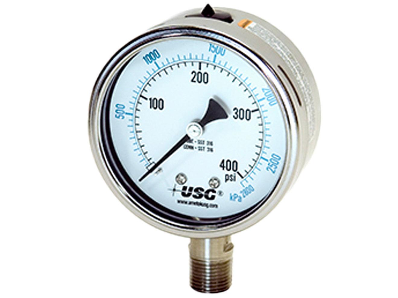 Stainless Steel Liquid Filled Pressure Gauge | US Gauge 1550/1553