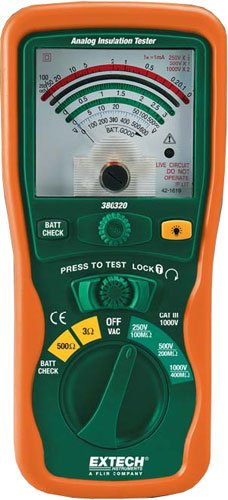 Analog Insulation Tester - 250V/500V/1000V | Extech 380320