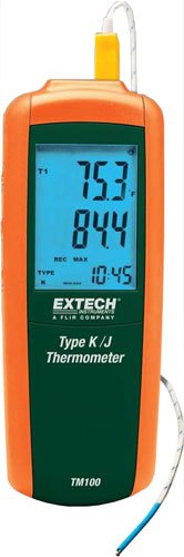 Type K/J Thermometer - Single Input, Backlit Display | Extech TM100