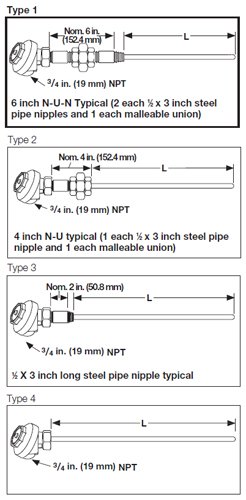 Mineral Insulated Dual Element Thermocouple for Thermowell | Watlow AT Style