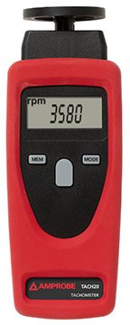Hand-Held Tachometer - Optical/Contact RPM Surface Speed | Amprobe TACH20