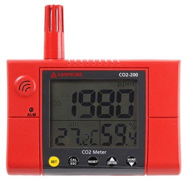 Wall Mount CO2 Meter - NDIR, Relay Output | Amprobe CO2-200