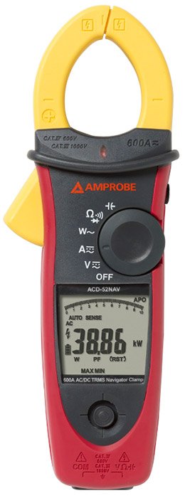 Amprobe ACDC-52NAV Clamp Meter | CAT IV 600V/CAT III 1000V Industrial TRMS Tester