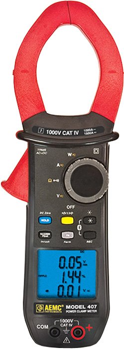AEMC 407 TRMS Power Clamp Meter | 1000V CAT IV IP54 Power & Harmonic Analysis Tester