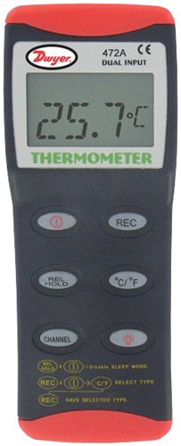 Dual Input Thermocouple Thermometer - J/K/T, Differential | Dwyer 472A-1