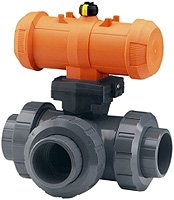 Georg Fischer Type 288 Pneumatic 3-Way Ball Valve - PVC, 3/8-2in, 150 psi