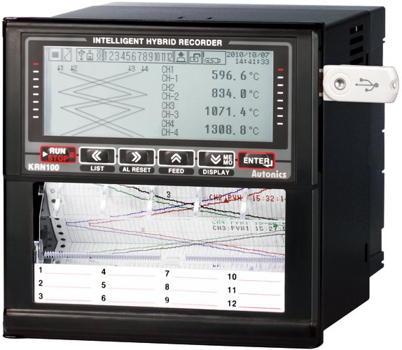 2-in-1 Paper/Paperless Recorder - 12 Channels | Autonics KRN100