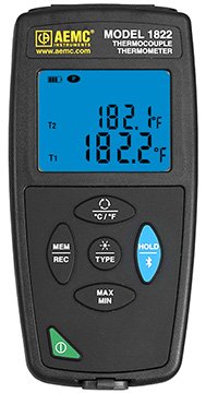Dual-Channel Thermometer/Data Logger - 7 TC Types, 1M Readings | AEMC 1822