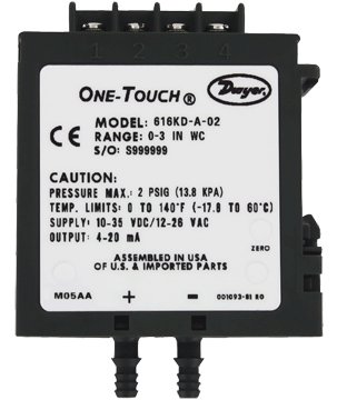 Low Range Differential Pressure Transmitter - Push-Button Calibration | Dwyer 616KD-LR