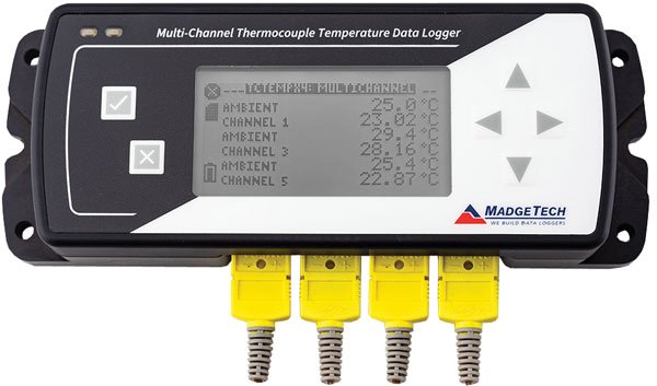 TCTempX4LCD/8LCD Thermocouple Logger - On-Screen Stats | MadgeTech