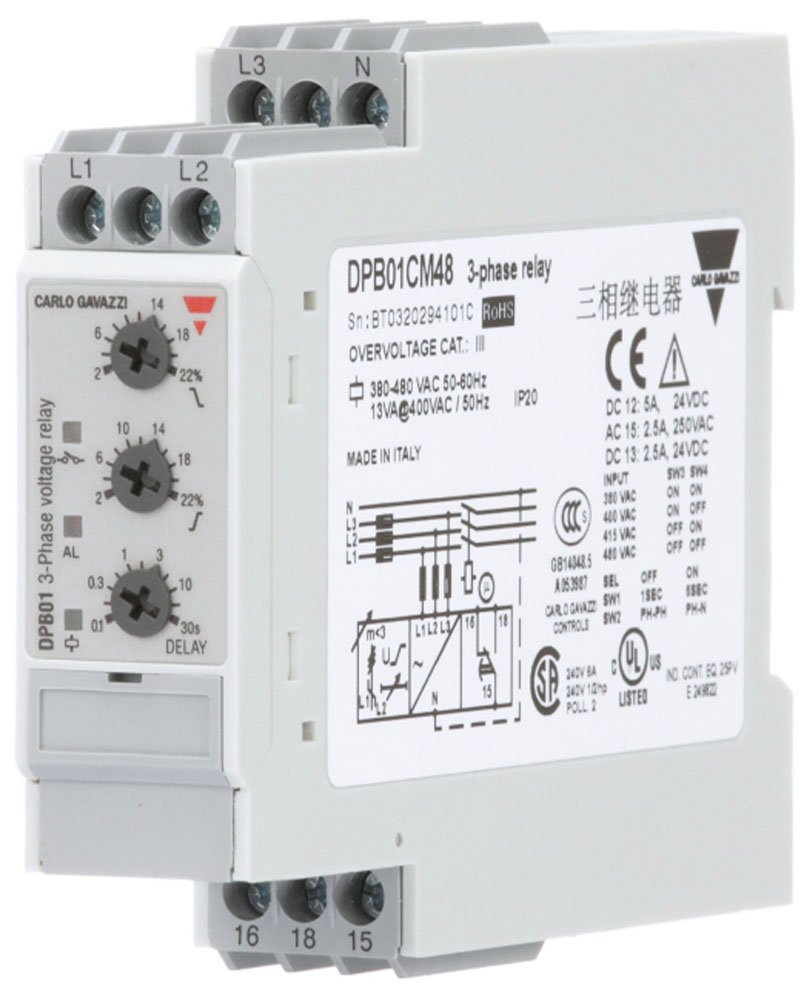 Three-Phase Monitoring Relay - Phase Loss/Asymmetry | Carlo Gavazzi DPB01