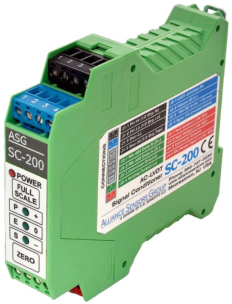 LVDT Signal Conditioner - DIN Rail Push Button Cal | Alliance Sensors SC-200