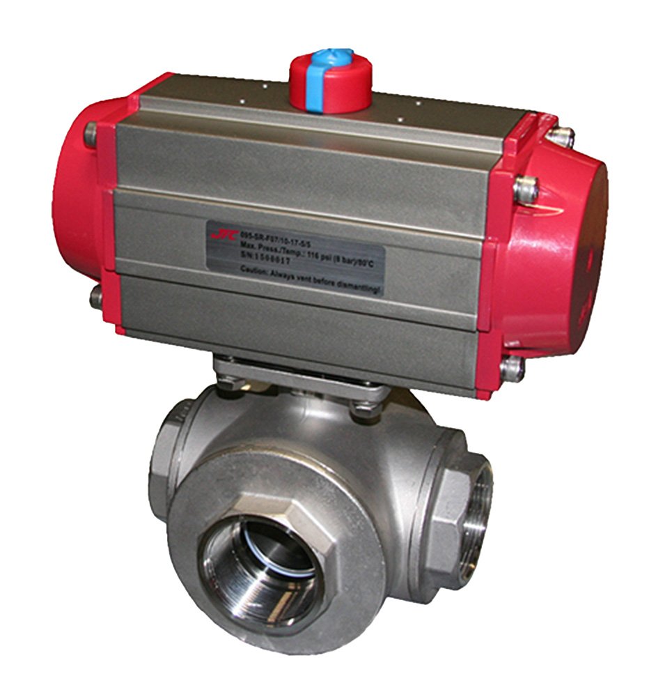 JFlow Controls DM5100/5200 Three-Way Ball Valve - 800 psi, L/T Port, 1/4-2in