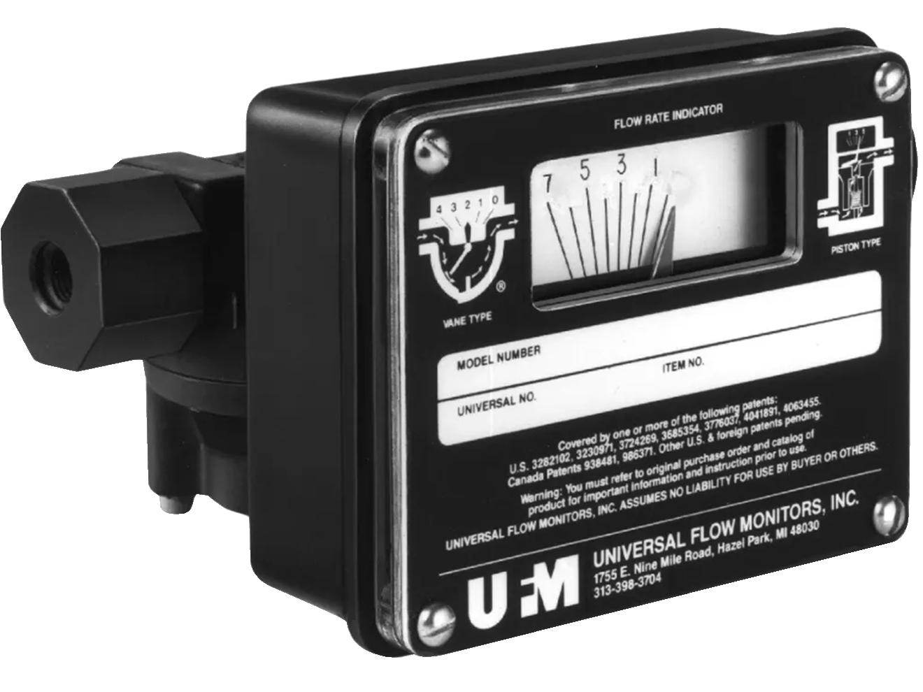Vane-Piston Flow Meter - Mechanical Indicator, Switch Options | UFM
