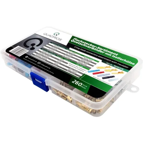 260pc Flat Receptacle Kit – 2.8/4.8/6.3mm with Insulating Sleeves &amp; Case | QUADRIOS 1809C018