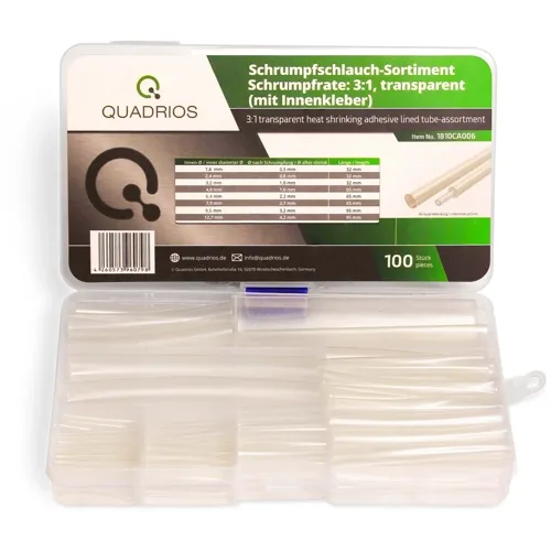 3:1 Transparent Heat Shrink Tubing Kit – 100pcs Adhesive Lined | QUADRIOS 1810CA006