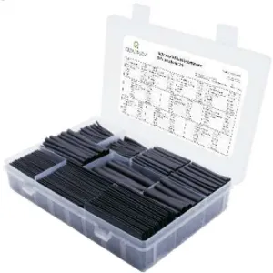2:1 Heat Shrink Tubing Kit – 800pcs Black Assortment (1.5-12mm) | QUADRIOS 1905CA055