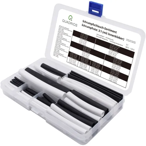 3:1 Adhesive Lined Heat Shrink Tubing Kit – 100pcs Black/White Waterproof | QUADRIOS 1905CA061