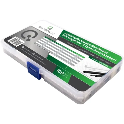 3:1 Adhesive Lined Heat Shrink Tubing Kit – 100pcs Black/White Waterproof | QUADRIOS 1905CA061