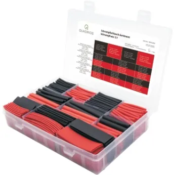 2:1 Heat Shrink Tubing Kit – 800pcs Black/Red Assortment (1.5-12mm) | QUADRIOS 1905CA062