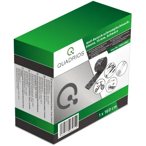 General Purpose 2:1 Heat Shrink Tubing - 15/8mm Black PE 1.6m for Standard Wiring | QUADRIOS 1908CA063
