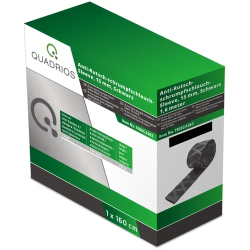 General Purpose 2:1 Heat Shrink Tubing - 15/8mm Black PE 1.6m for Standard Wiring | QUADRIOS 1908CA063